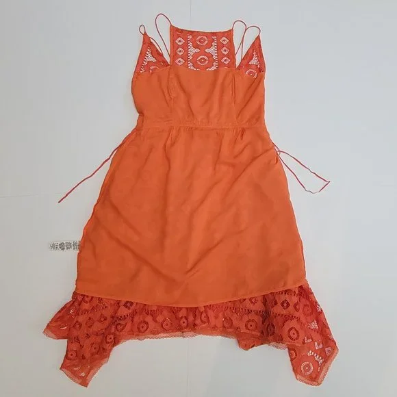 Free People Just Like Honey Coral Orange Lace Dress